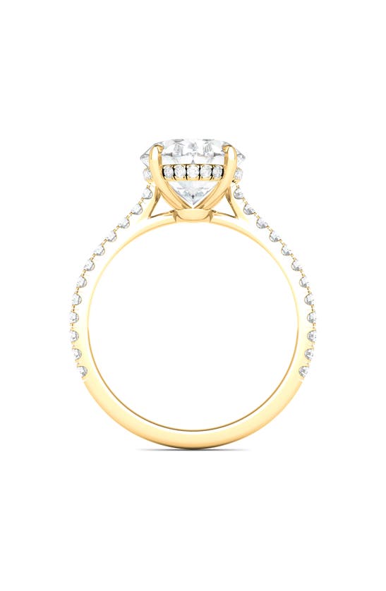 Shop Hautecarat 18k White Gold Halo & Oval Cut Lab Created Diamond Engagement Ring In 18k Yellow Gold