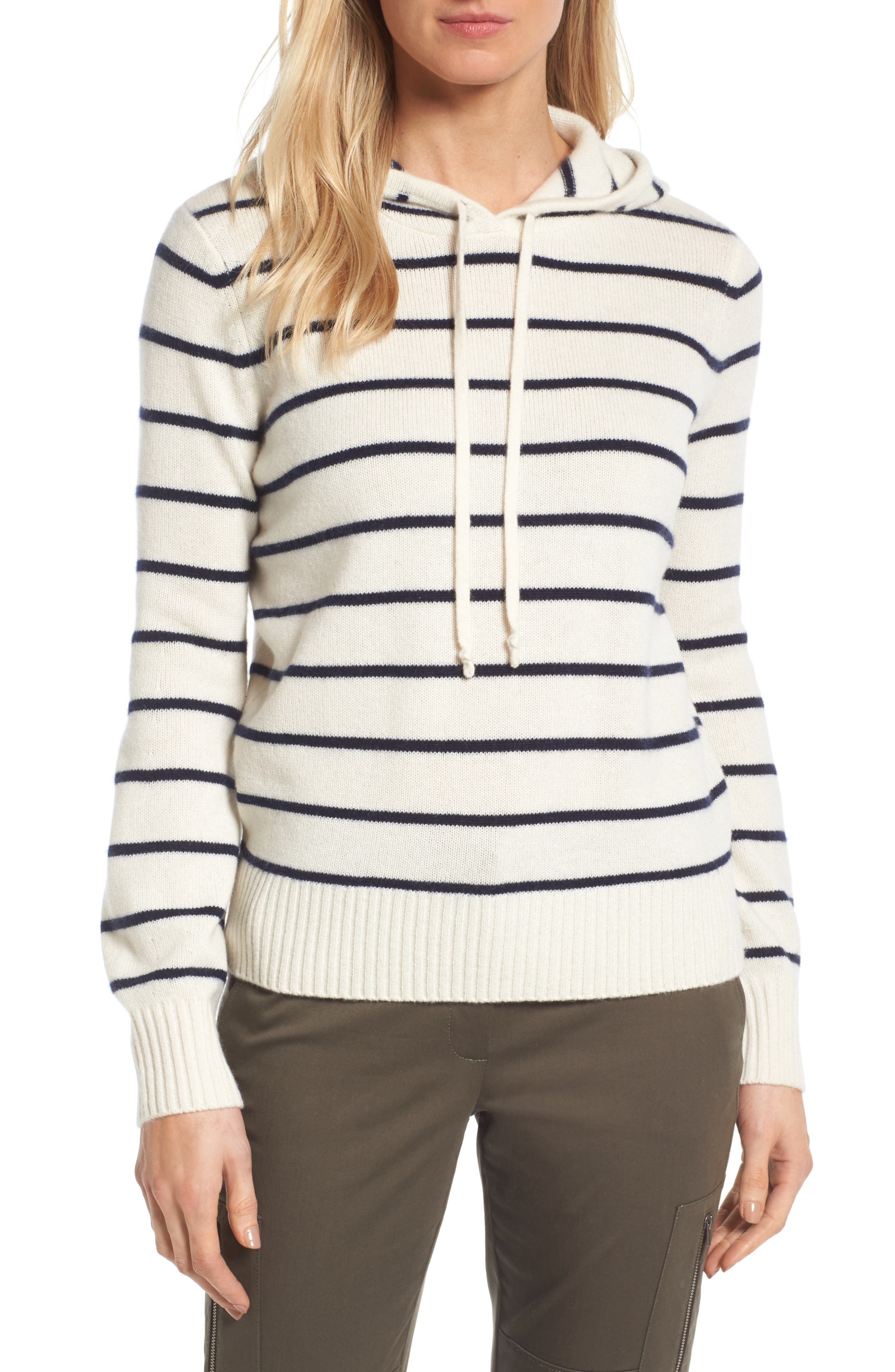 Nordstrom Signature Stripe Cashmere Hoodie Nordstrom