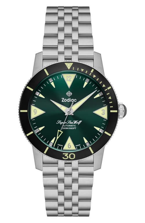 Zodiac Men's Super Sea Wolf Skin Diver Automatic Bracelet Watch, 39mm In Silver