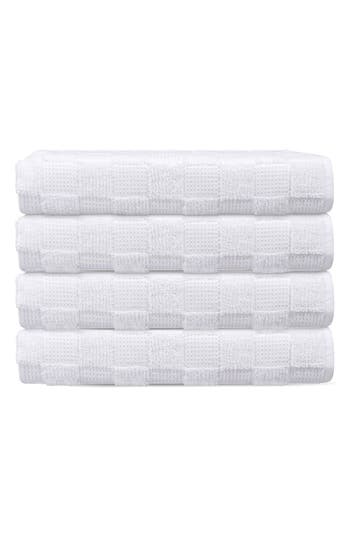Shop Brooks Brothers Depera Waffle Terry 4-piece Turkish Cotton Bath Towel Set In White