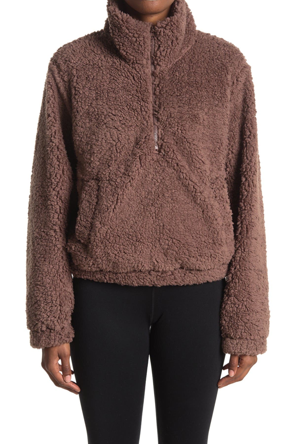 SAGE COLLECTIVE | Jetsetter Half Zip Solid Faux Shearling Cropped ...