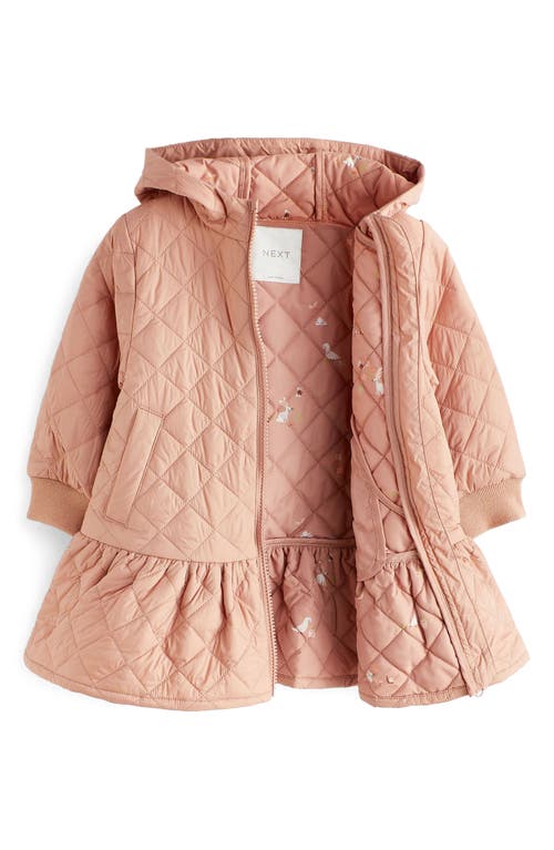 Shop Next Kids' Hooded Quilted Skirted Jacket In Blush