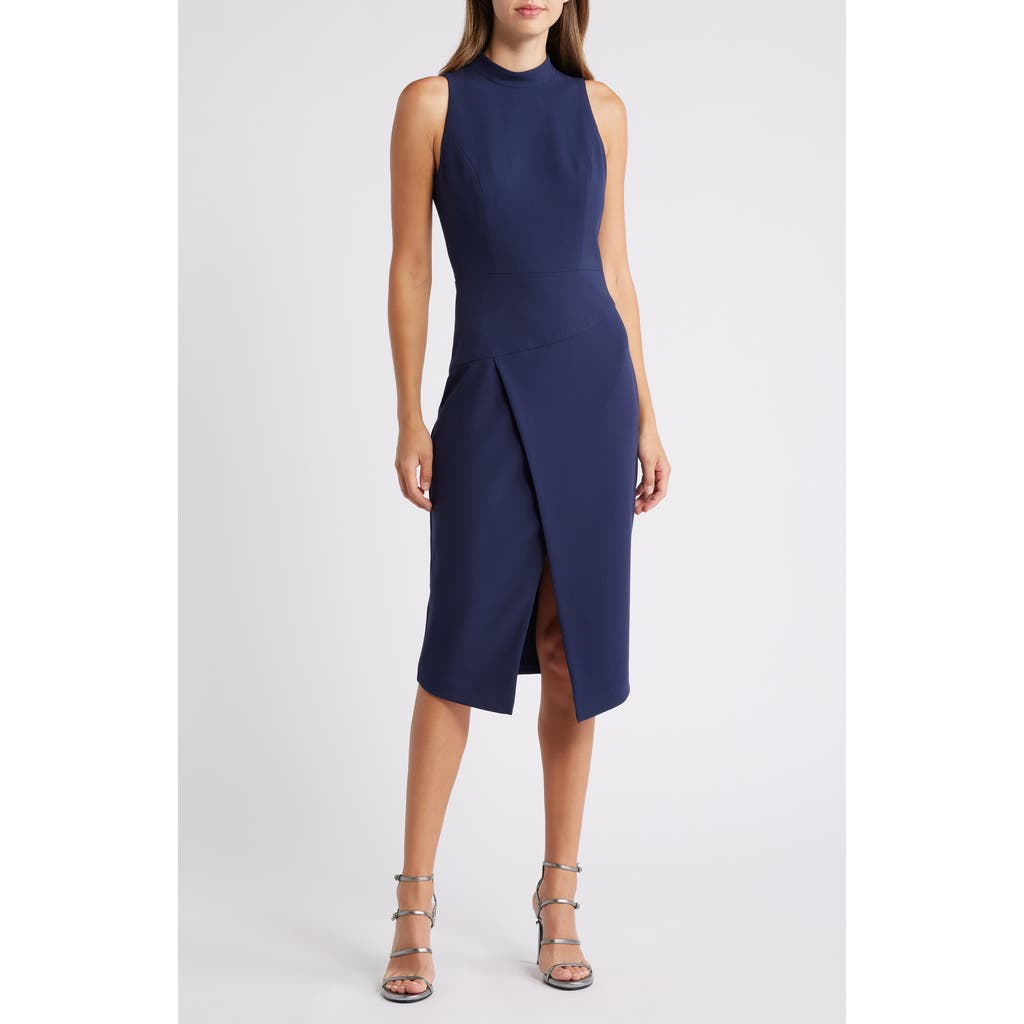Black Halo Juma Sleeveless Sheath Midi Dress in Pacific Blue