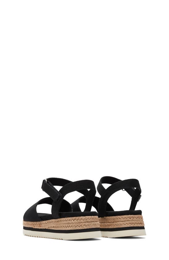 Toms Kids' Diana Ankle Strap Espadrille Platform Wedge Sandal In Black