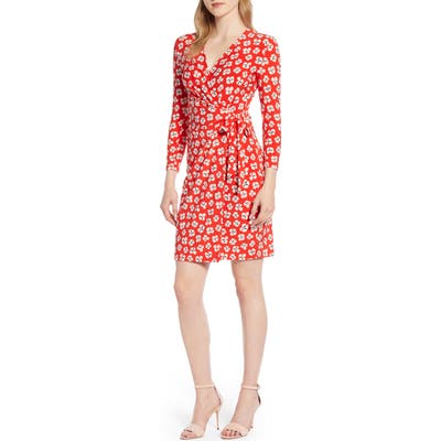 Anne Klein Zuma Floral Wrap Dress, Red