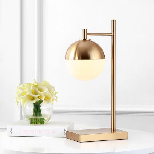 Jonathan Y Marcel Iron/glass Art Deco Mid-century Globe Led Table Lamp In Brass Gold