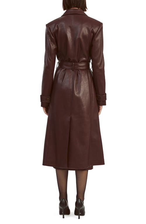 Shop Bardot Faux Leather Trench Coat In Deep Plum