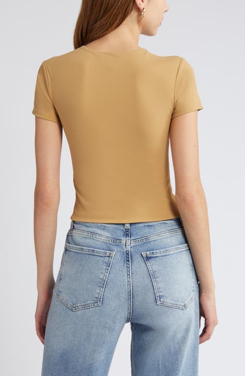 Open Edit Smooth Edit Short Sleeve Top In Tan Cartouche