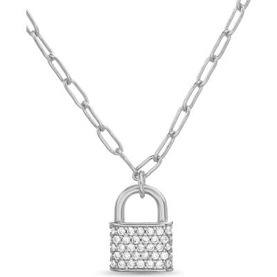 Lesa Michele Pave Lock Pendant Neck