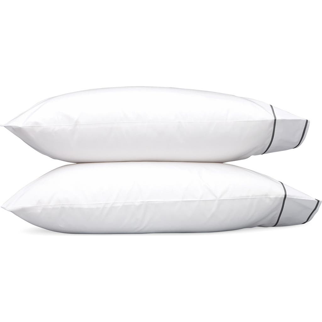 Matouk Set Of 2 Ansonia 500 Thread Count Cotton Percale Pillowcases In White