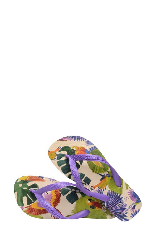 Shop Havaianas X Farm Rio Bird Palm Flip Flop In Dark Purple