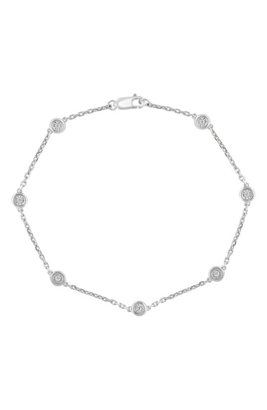 Effy Sterling Silver Bezel Set Diamond Chain Bracelet In White
