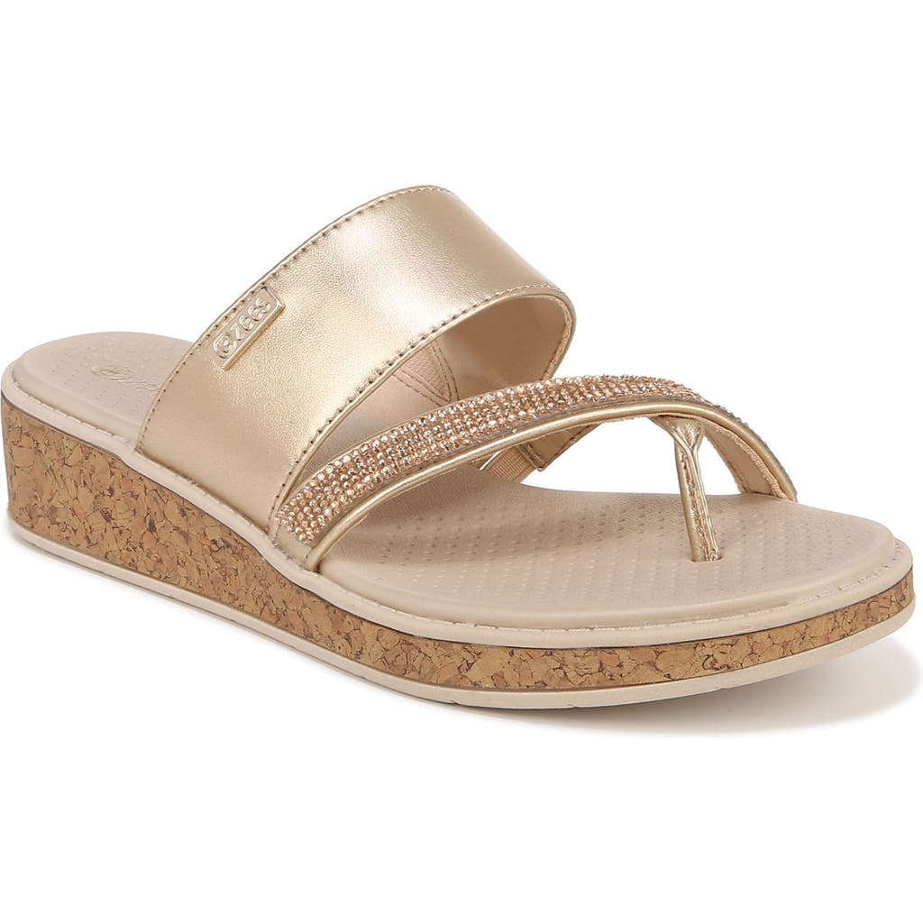 Bzees Bora Bright Slide Sandal In Gold Faux Leather