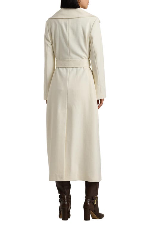 Ralph Lauren Lauren  Belted Wool Blend Wrap Coat In Moda Cream