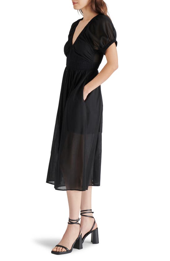 Shop Steve Madden Tahlia Cotton Midi Dress In Black