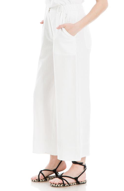 Shop Max Studio Wide Leg Linen Blend Crop Pants In White