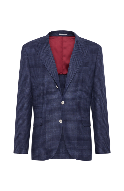 Shop Brunello Cucinelli Prince Of Wales Deconstructed Blazer In Blue