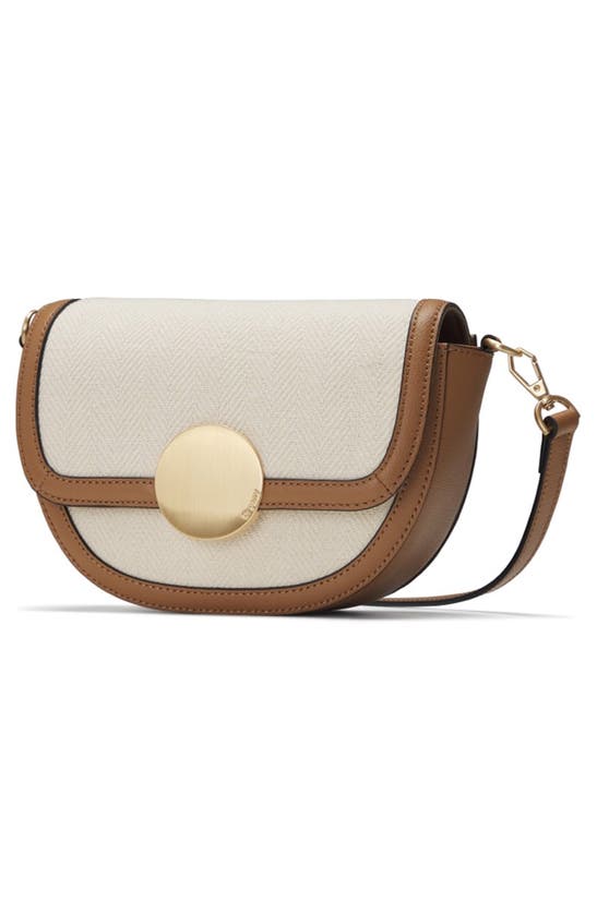 Oryany Lottie Saddle Canvas Crossbody Bag In Sand Brown