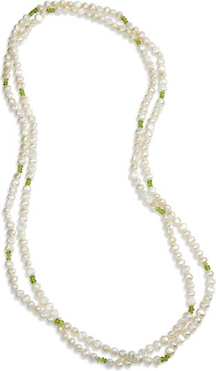SAVVY CIE JEWELS 64" Endless 7-8mm Cultured Pearl & Peridot Necklace | Nordstromrack