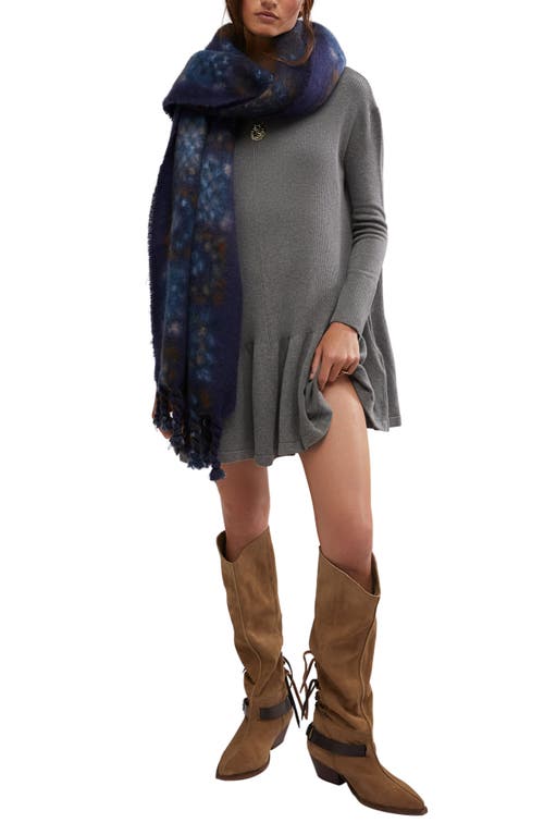 Shop Free People Time On My Side Ruffle Rib Sweater Dress In Dark Grey