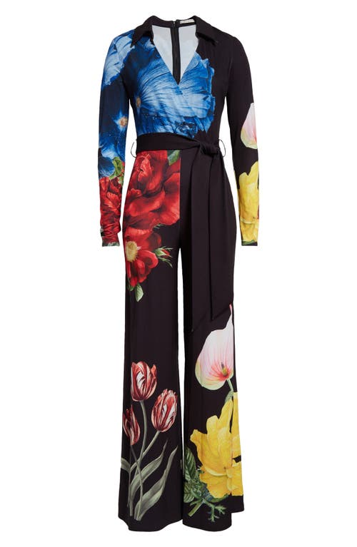 Shop Alice And Olivia Alice + Olivia Melina Faux Wrap Wide Leg Jumpsuit In Le Parisien Black