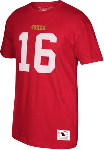 Mitchell & Ness Men's Joe Montana Mitchell & Ness Scarlet San Francisco 49ers  Retired Player Name & Number T-Shirt