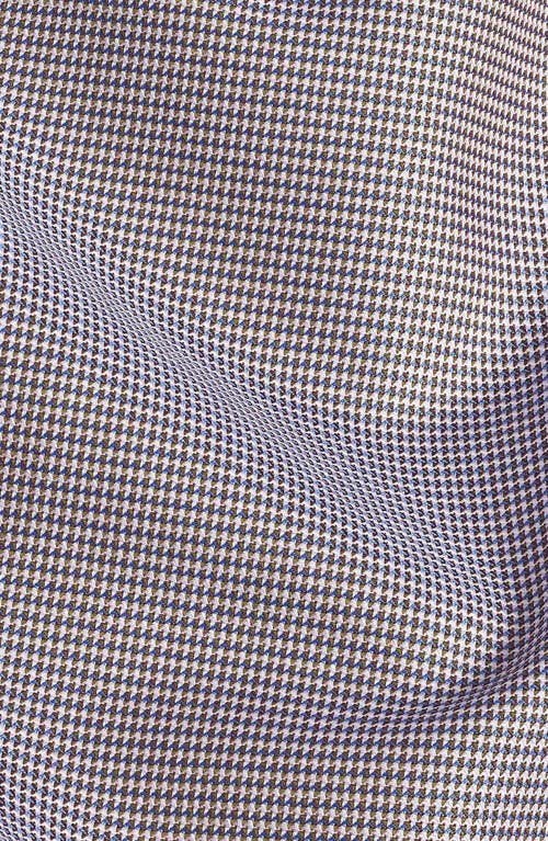 David Donahue Slim Fit Micropattern Cotton Dobby Dress Shirt In Chocolate/sky