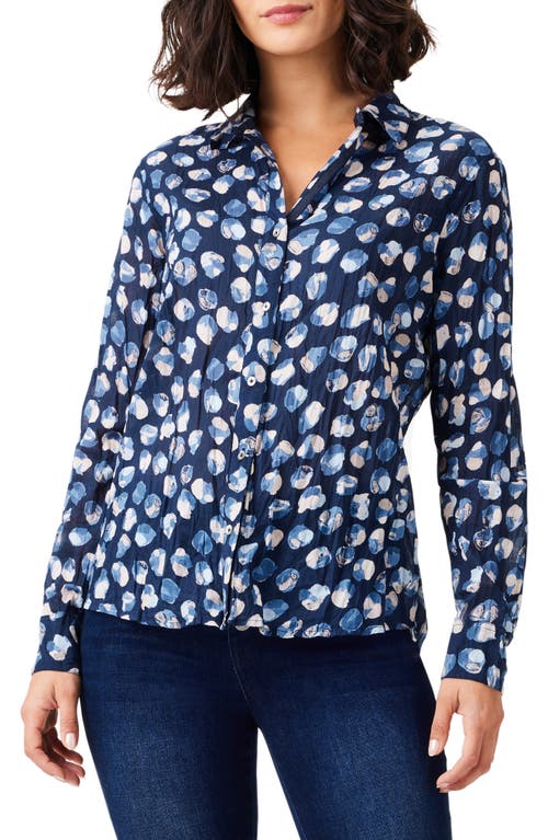 NIC+ZOE Many Moons Crinkle Button-Up Shirt in Blue Multi