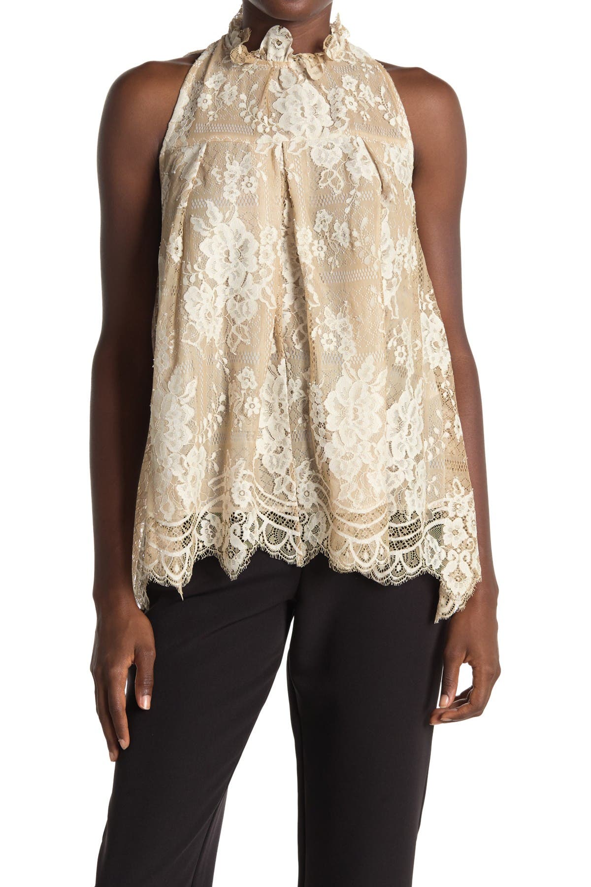high collar lace blouse