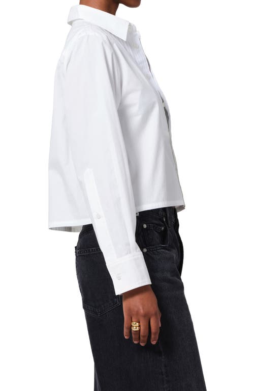 Shop Citizens Of Humanity Fino Boxy Crop Cotton Tuxedo Shirt In White