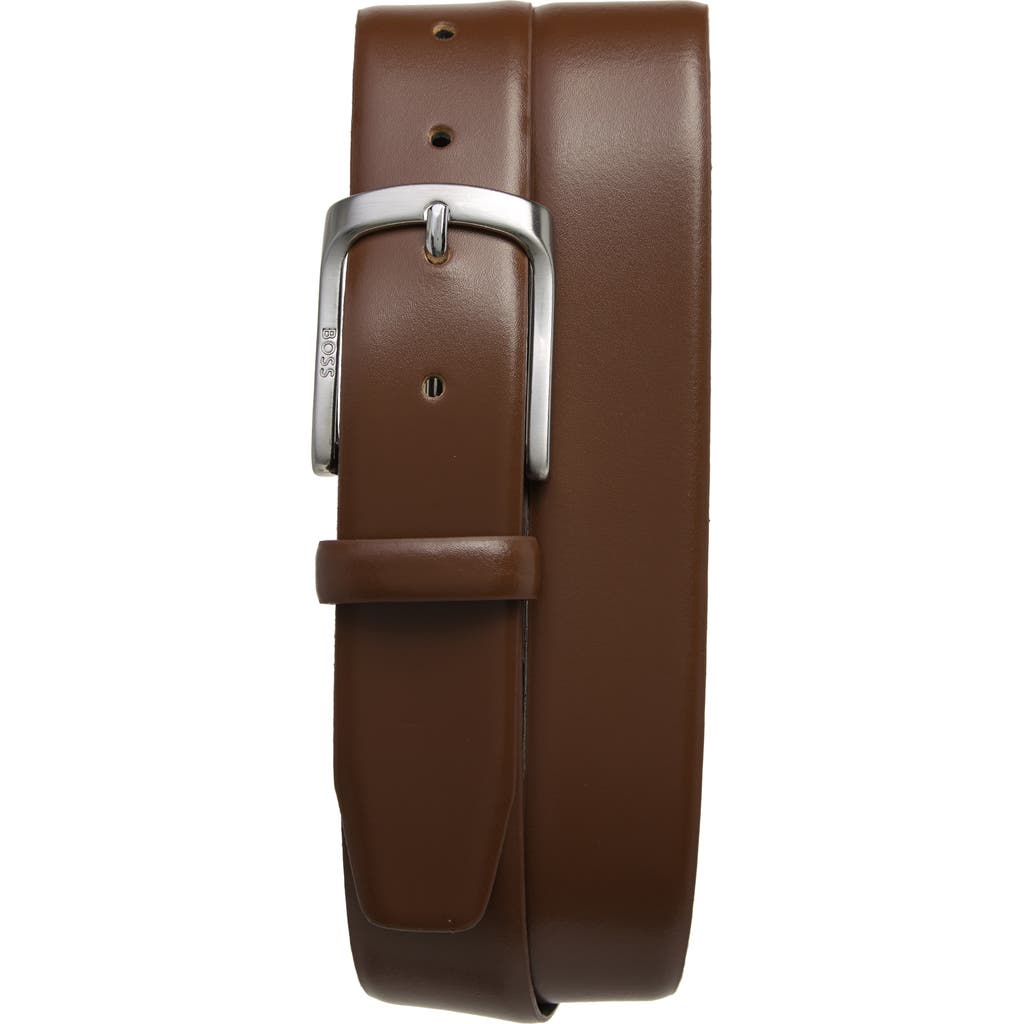 Shop Hugo Boss Boss Udo Leather Belt In Medium Brown