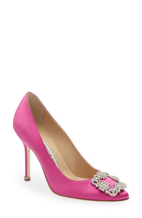 Manolo Blahnik 'bb' Pointy Toe Pump In Hot Pink Patent