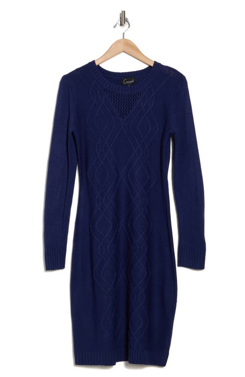 Connected Apparel Long Sleeve Sweater Dress In Deep Cobalt