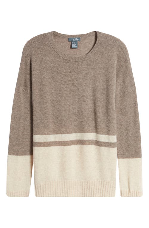 Shop Griffen Colorblock Wool & Cashmere Crewneck Sweater In Mink/oat