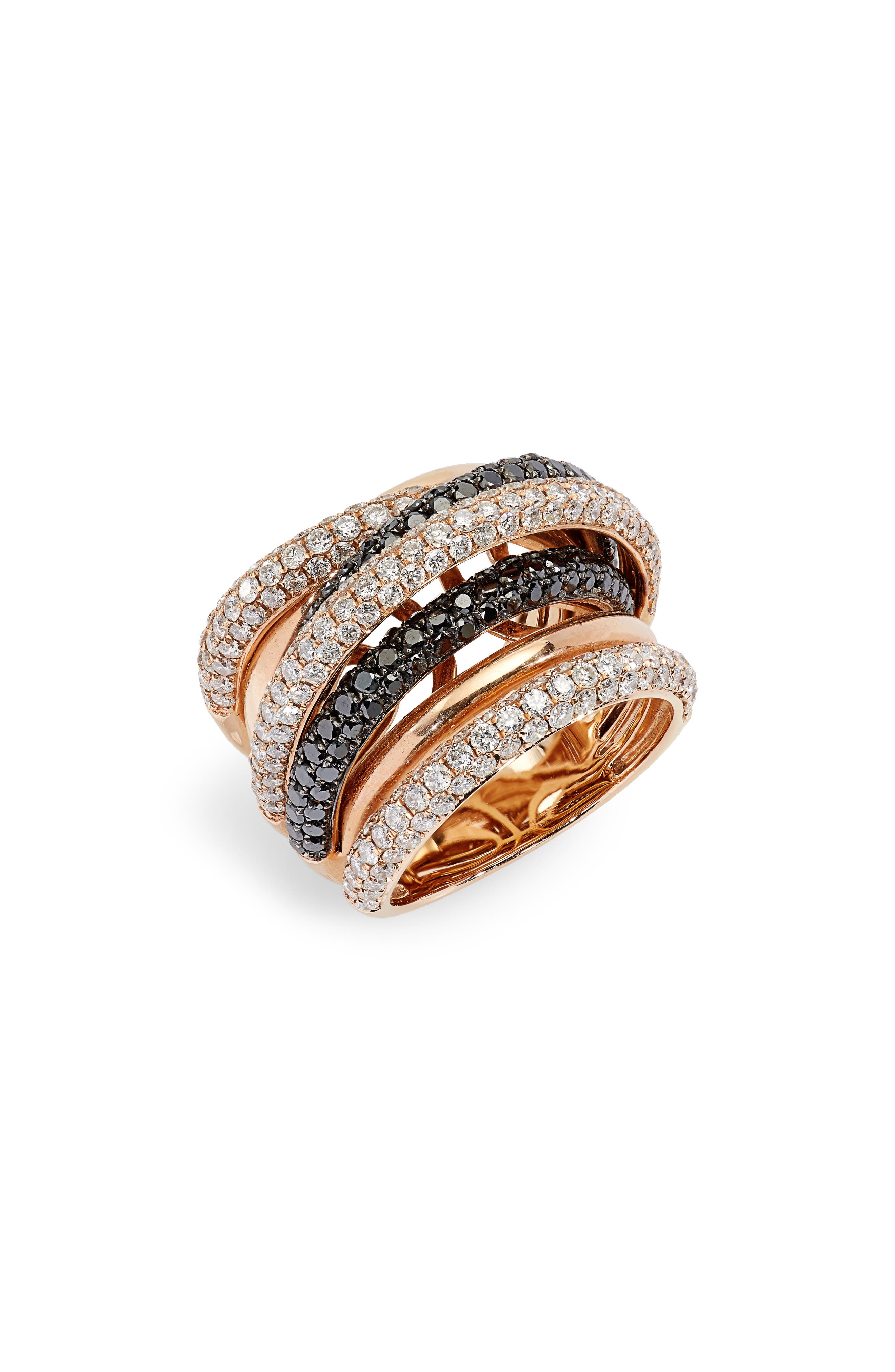SHAY Jumbo Black & White Diamond Orbit Ring in Rose Gold at Nordstrom, Size 7 Us