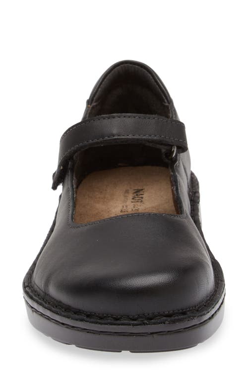 Naot Martinos Mary Jane Flat In Jet Black Leather