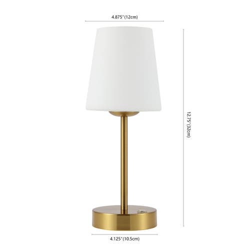 Jonathan Y Carson Bohemian Farmhouse Iron Rechargeable Integrated Portable Led Table Lamp In Brass Gold