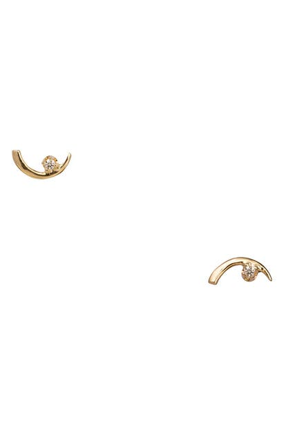 Wwake Arc Lineage Diamond Earrings In Yellow Gold/ Diamond