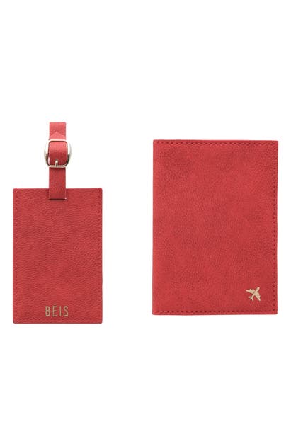 Beis Luggage Tag & Passport Holder In Red