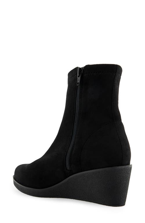 Aerosoles Binnie Wedge Bootie In Black Faux Suede