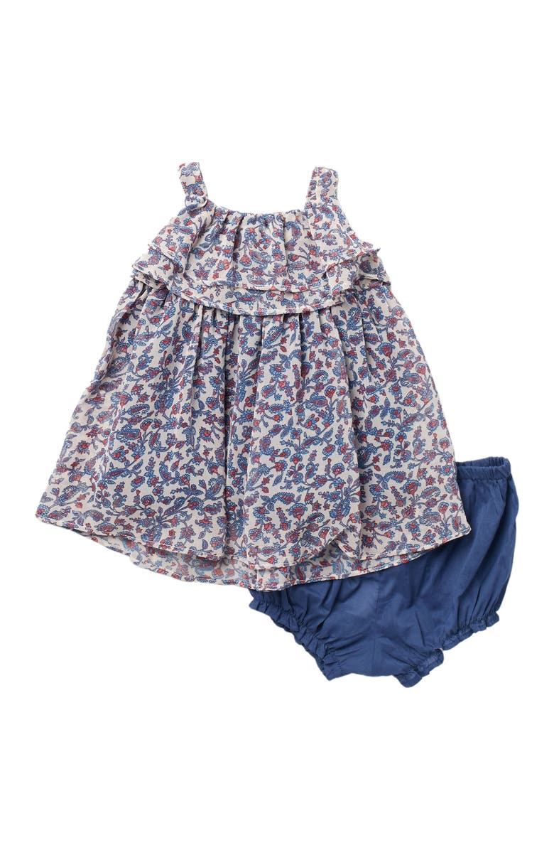 LAURA ASHLEY Boho Ruffle Dress & Bloomers Set, Main, color, NAVY