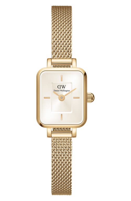 Daniel Wellington Micro Collection Mesh Strap Watch, 15mm X 18mm In Gold