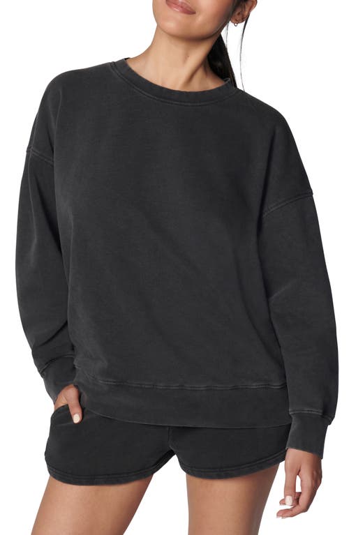 Shop Florence By Mills Oversize Crewneck Cotton Blend Sweatshirt In Washed Black