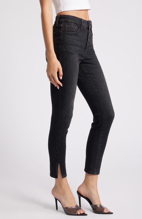 Shop Good American Good Legs Button Fly Crop Straight Leg Jeans In Black62