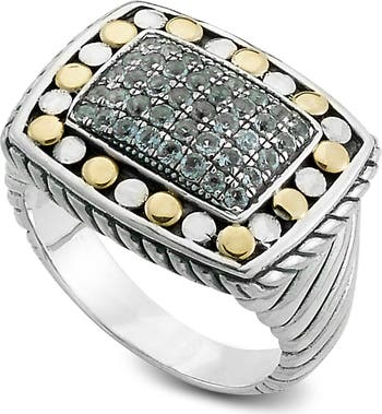SAMUEL B. 18K Yellow Gold Sterling Silver White Topaz Ring