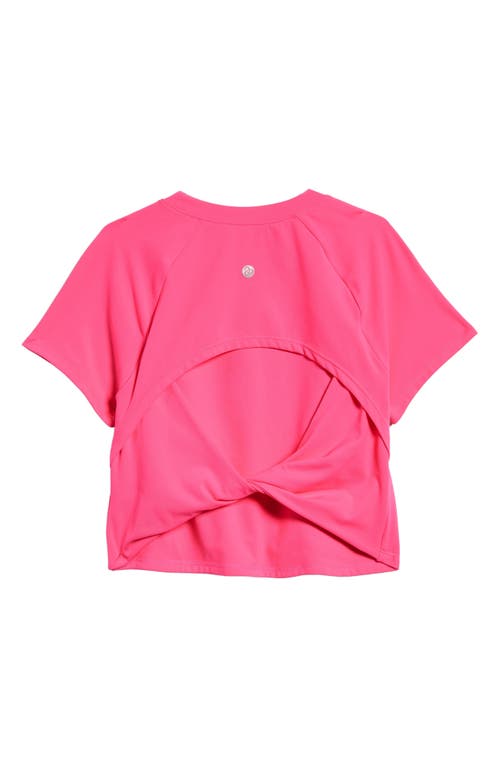 Shop Zella Girl Kids' Spiral Back Twist Cutout T-shirt In Pink Glimmer