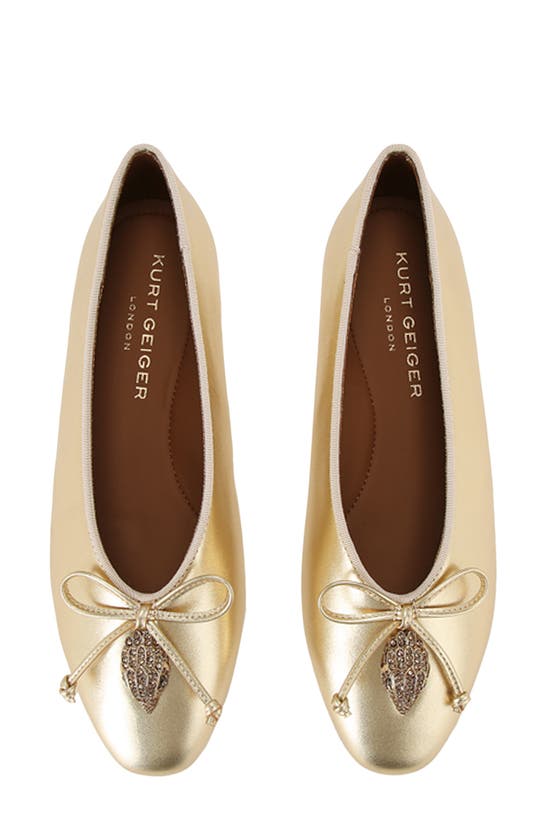 Shop Kurt Geiger London Sloane Eagle Ballet Flat In Gold