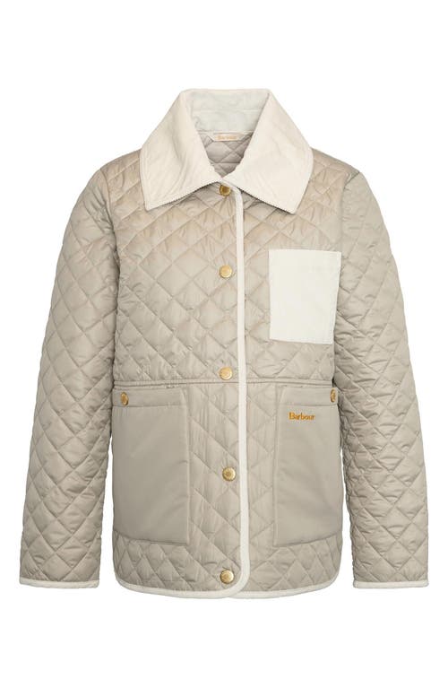 Shop Barbour Fleur Quilted Jacket In Light Sand/blanc