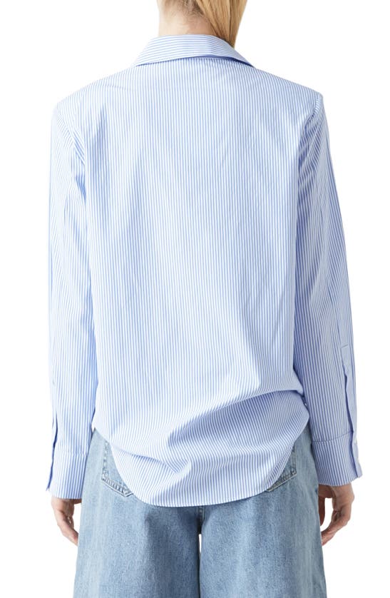 Grey Lab Power Shoulder Stripe Button-up Shirt In Blue