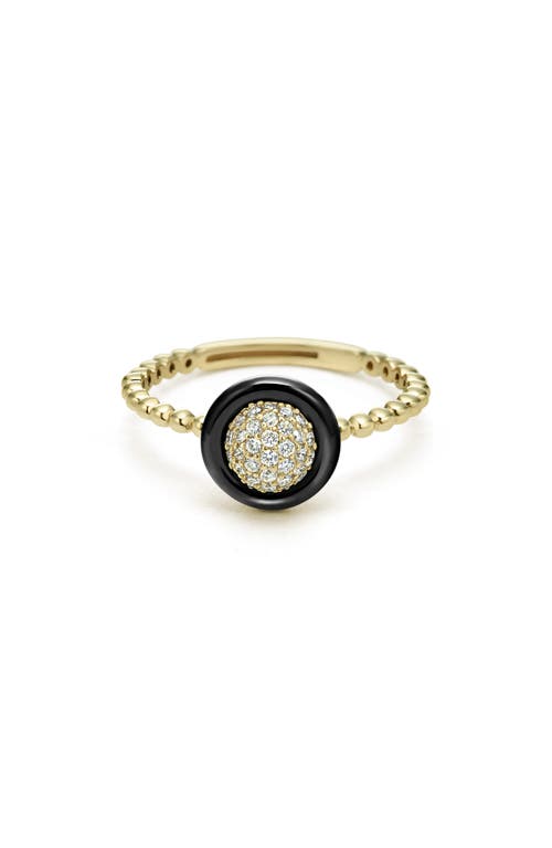 LAGOS Meridian 18K Gold Pavé Diamond & Black Ceramic Ring at Nordstrom, Size 7